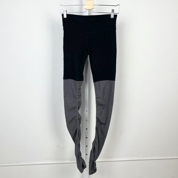 ALO Yoga Pants - Alo Yoga Goddess Leggings Heel Cover Ruched Black Ribbed Gray Estimated XS S